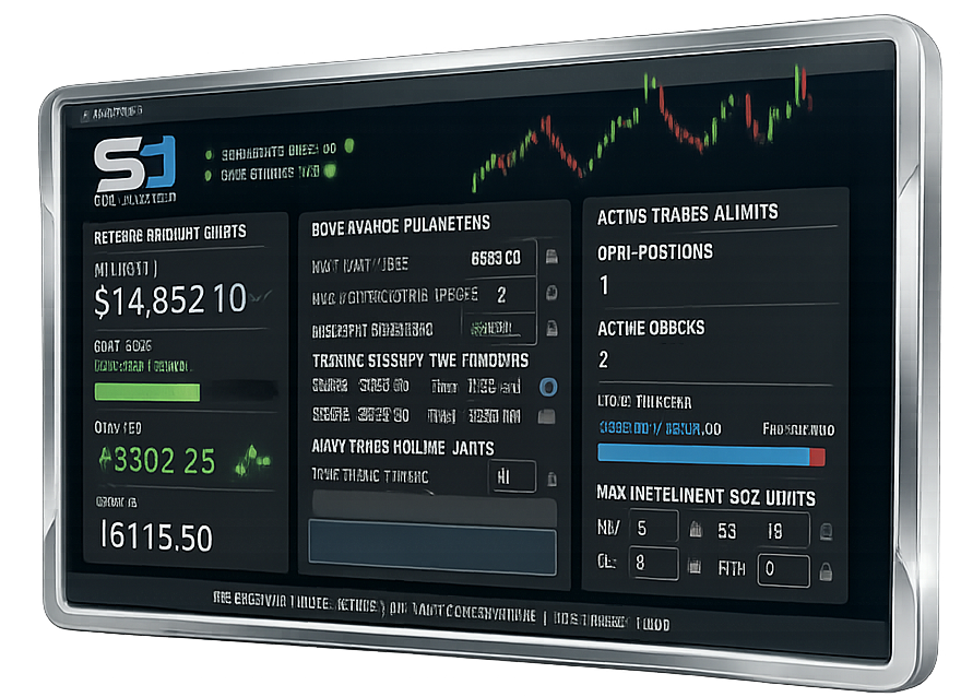 Digital Straightjacket risk-lock dashboards running across multiple screens